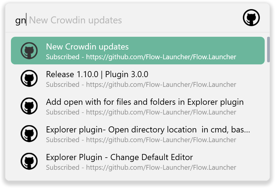 Flow Launcher interface detail
