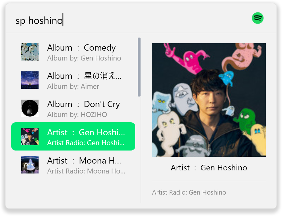 Flow Launcher interface detail