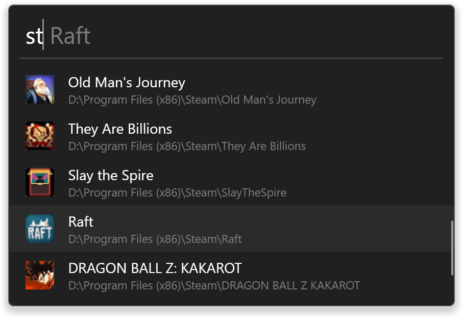 Flow Launcher interface detail